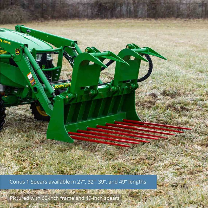 72-in Tine Bucket Attachment with 32-in Hay Bale Spears Fits John Deere Loaders