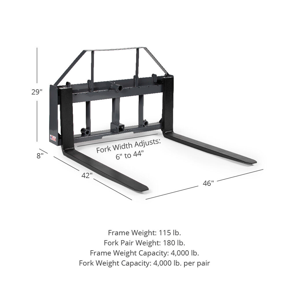 Ua 42” Pallet Fork Frame Attachment With Headache Rack And Hitch Made