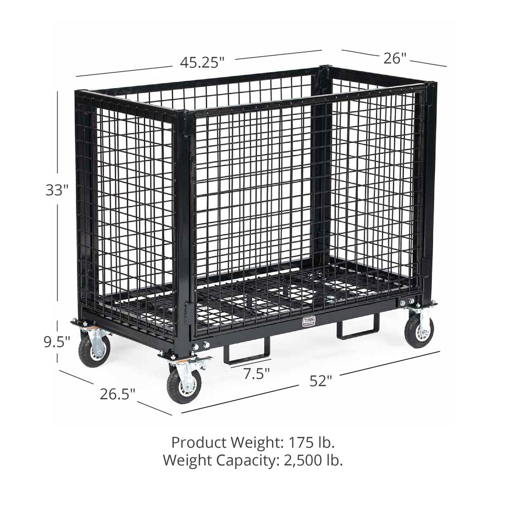 Mobile Industrial Wire Crate Cart - Heavy-Duty Rolling Platform Base with  Fork Pockets and Locking Caster Wheels - Mobile Roller Dolly for  Warehouses, Storerooms, Shipping Facilities, or Industrial Environments