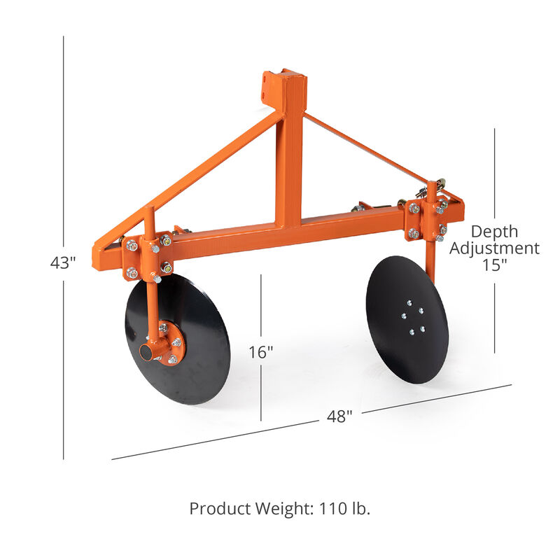 48" Adjustable Disc Bedder, Category 1, 3 Point Quick Hitch Compatible