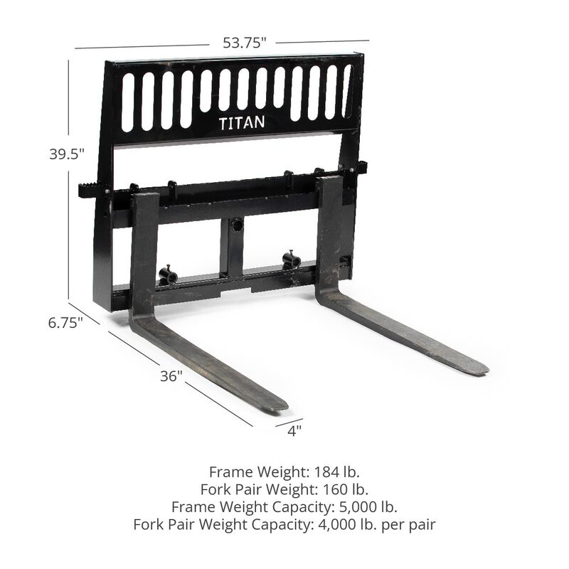 Pro-Duty Pallet Fork Attachment, 36" Fork Blades