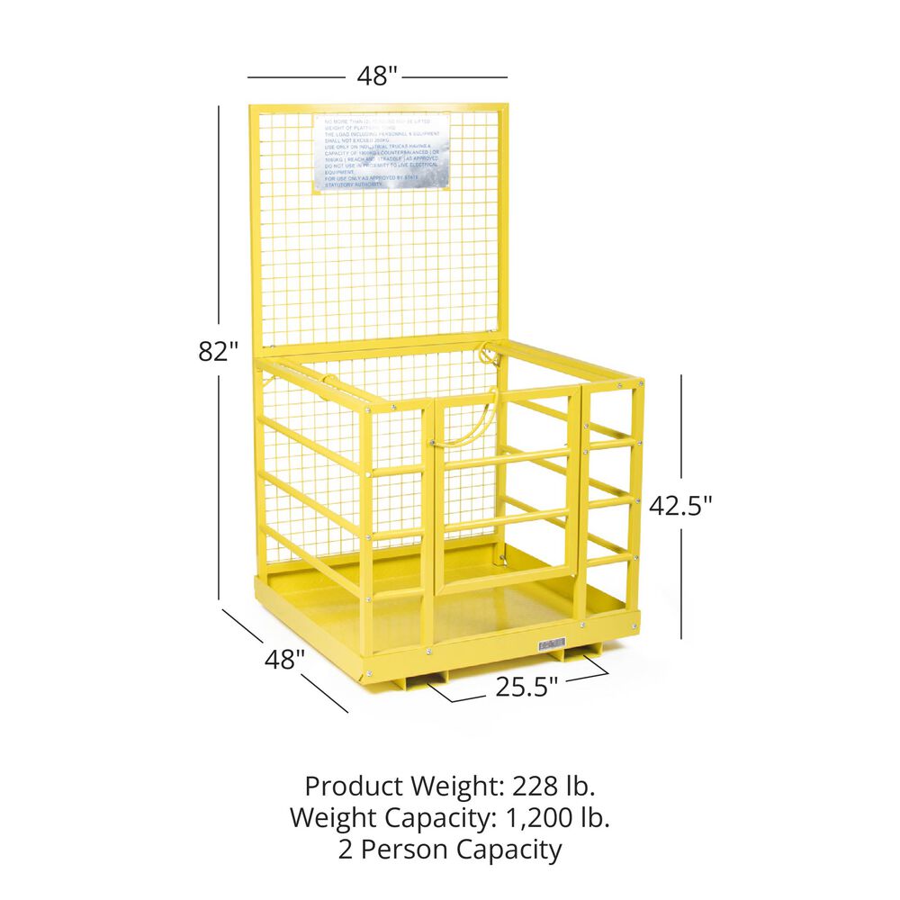2 Person Forklift Platform Safety Cage Yellow 45 X 43