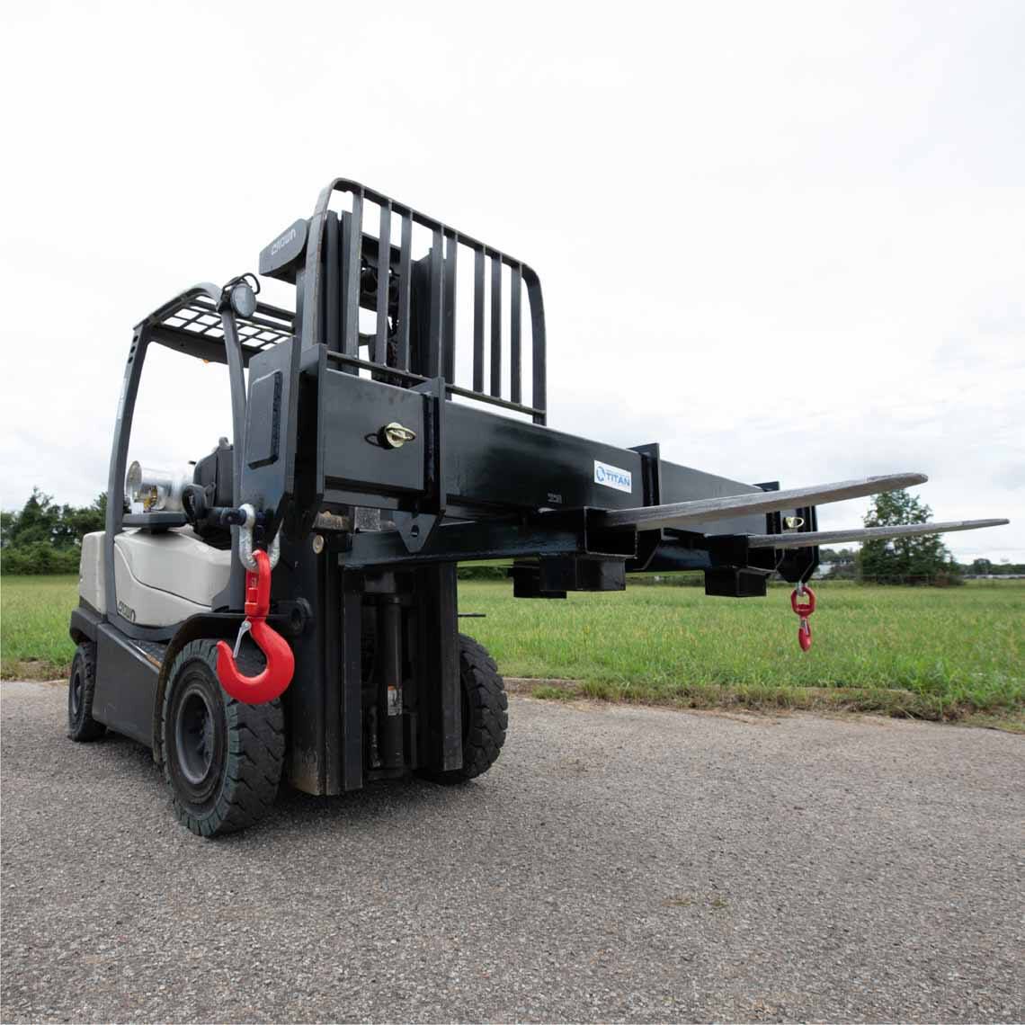 Titan Attachments 90-in Adjustable Forklift Spreader Beam 10,000 LB Capacity Hooks for Telehandlers and Fork Trucks